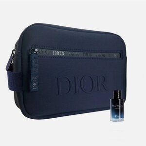 DIOR Sauvage Men's Navy Blue Toiletry Accessories Bag Tote Pouch Brand New